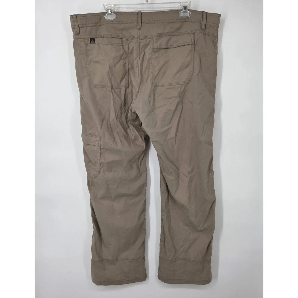 Prana Stretch Zion Pants Mens 40x30 Khaki‎ Tan Straight Hiking Outdoor Roll Up